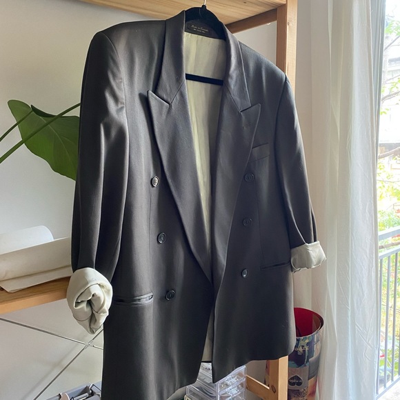 Oversized wool khaki green blazer - Picture 3 of 5